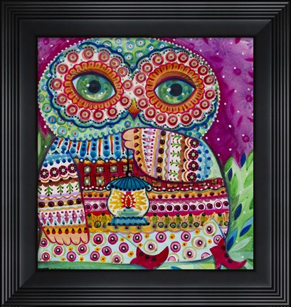 Framed Folk Owl 1 Print