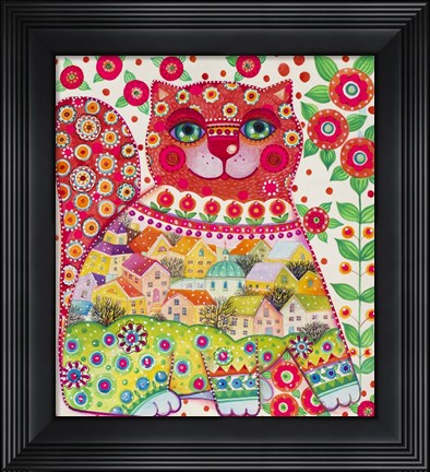 Framed Happy Cat Print