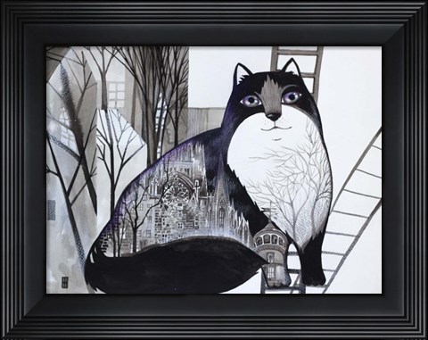 Framed Black Cat 2 Print