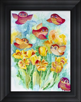 Framed Butterfly Owls Print