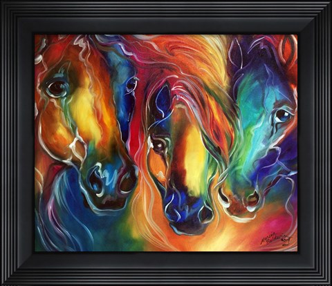 Framed Color My World With Horses Print