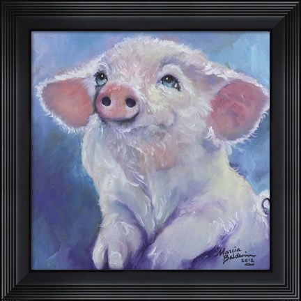 Framed Feed Me Little Pink Piglet Print