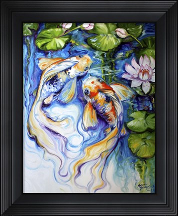 Framed Koi Koi And Lily Print