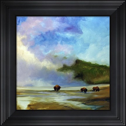 Framed Yellowstone Buffalo Landscape Print
