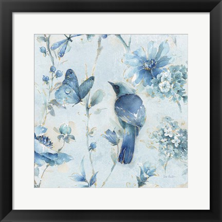 Framed Indigold XII Light Blue Print