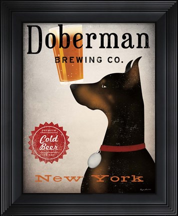 Framed Doberman Brewing Company NY Print