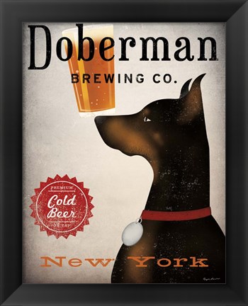 Framed Doberman Brewing Company NY Print