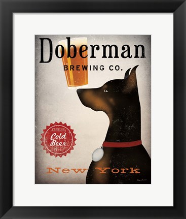 Framed Doberman Brewing Company NY Print