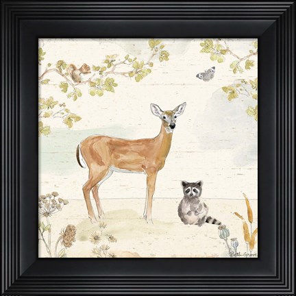 Framed Woodland Wreath II Print