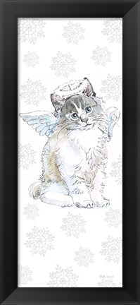 Framed Christmas Kitties I Snowflakes Print