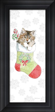 Framed Christmas Kitties IV Snowflakes Print