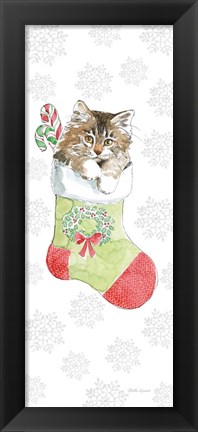 Framed Christmas Kitties IV Snowflakes Print