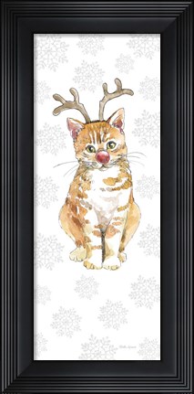 Framed Christmas Kitties III Snowflakes Print