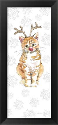 Framed Christmas Kitties III Snowflakes Print