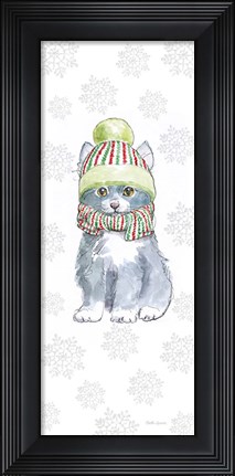 Framed Christmas Kitties II Snowflakes Print