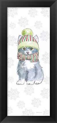 Framed Christmas Kitties II Snowflakes Print