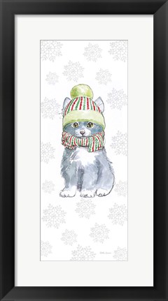 Framed Christmas Kitties II Snowflakes Print