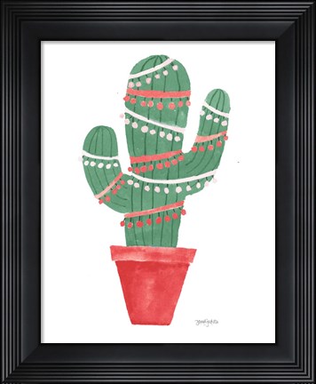 Framed Very Cactus Christmas II Dark Green Print