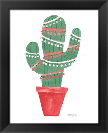 Framed Very Cactus Christmas II Dark Green Print