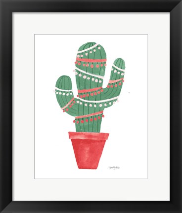 Framed Very Cactus Christmas II Dark Green Print