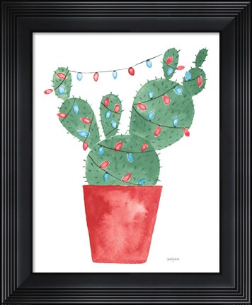 Framed Very Cactus Christmas III Dark Green Print