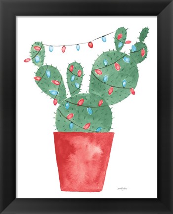 Framed Very Cactus Christmas III Dark Green Print