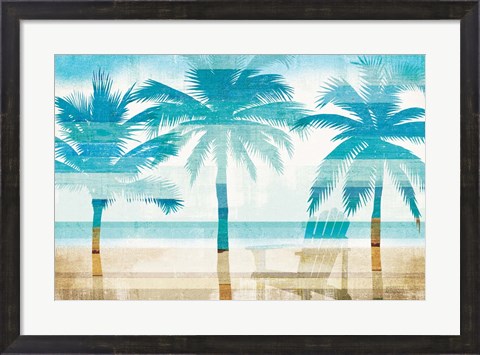 Framed Beachscape Palms with chair Print