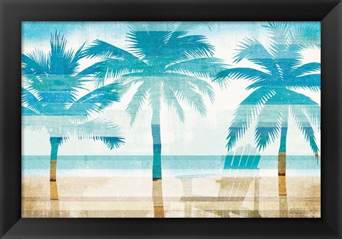 Framed Beachscape Palms with chair Print