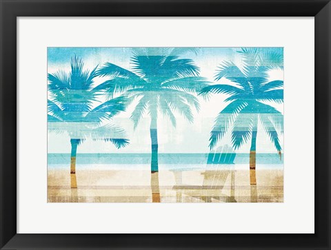 Framed Beachscape Palms with chair Print