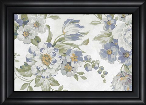 Framed Antique Flowers Light Crop Print