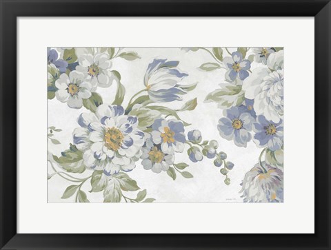 Framed Antique Flowers Light Crop Print