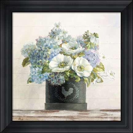 Framed Anemones in Hatbox Shiplap Print