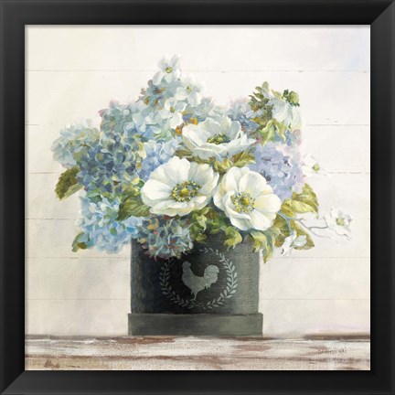 Framed Anemones in Hatbox Shiplap Print