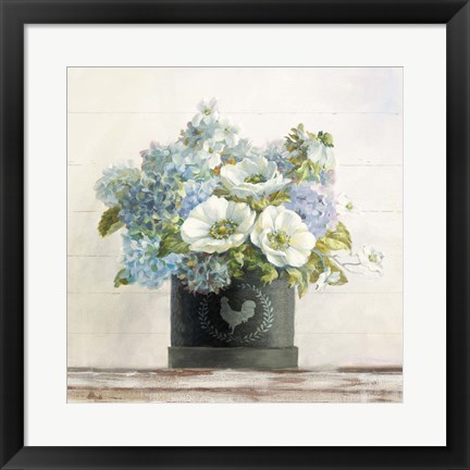 Framed Anemones in Hatbox Shiplap Print