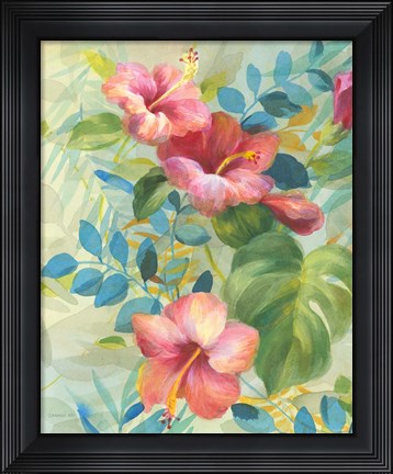 Framed Hibiscus Garden II Print