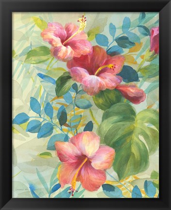 Framed Hibiscus Garden II Print