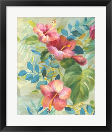 Framed Hibiscus Garden II Print