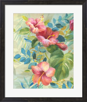 Framed Hibiscus Garden II Print