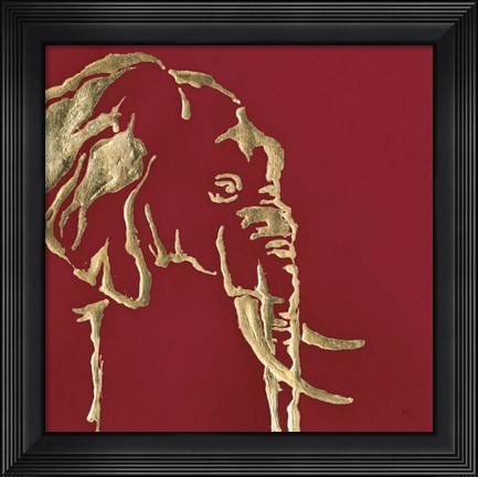Framed Gilded Elephant on Red Print