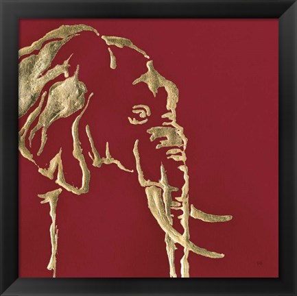 Framed Gilded Elephant on Red Print