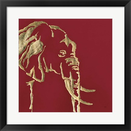 Framed Gilded Elephant on Red Print