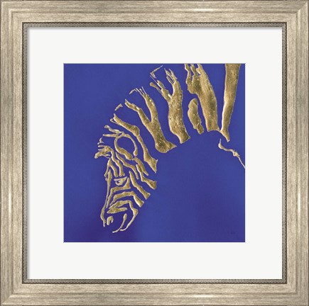 Framed Gilded Zebra Indigo Print