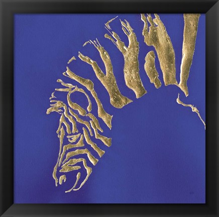 Framed Gilded Zebra Indigo Print