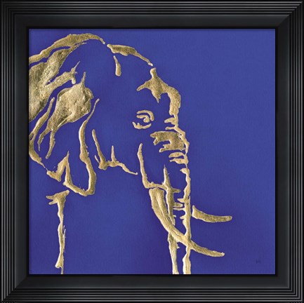 Framed Gilded Elephant Indigo Print