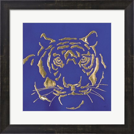 Framed Gilded Tiger Indigo Print