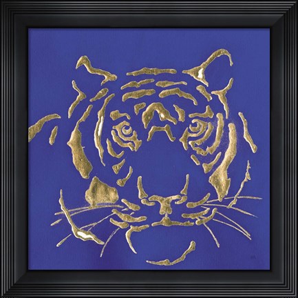 Framed Gilded Tiger Indigo Print
