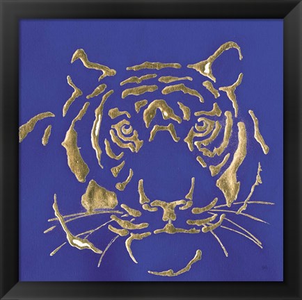 Framed Gilded Tiger Indigo Print