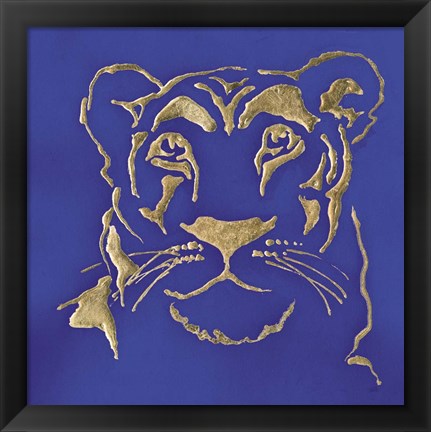 Framed Gilded Lioness Indigo Print