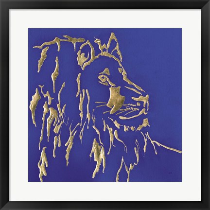 Framed Gilded Lion Indigo Print