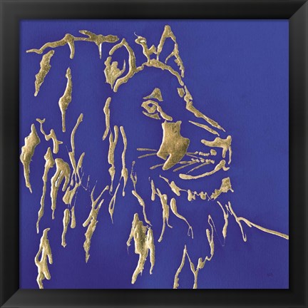 Framed Gilded Lion Indigo Print